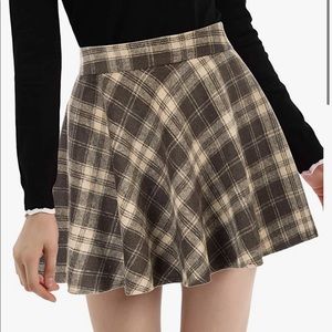 Dark academia brown beige plaid schoolgirl skirt y2k